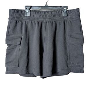 DKNY Women's Medium Black Cargo Shorts Like New 90's Athletic Elastic Waist
